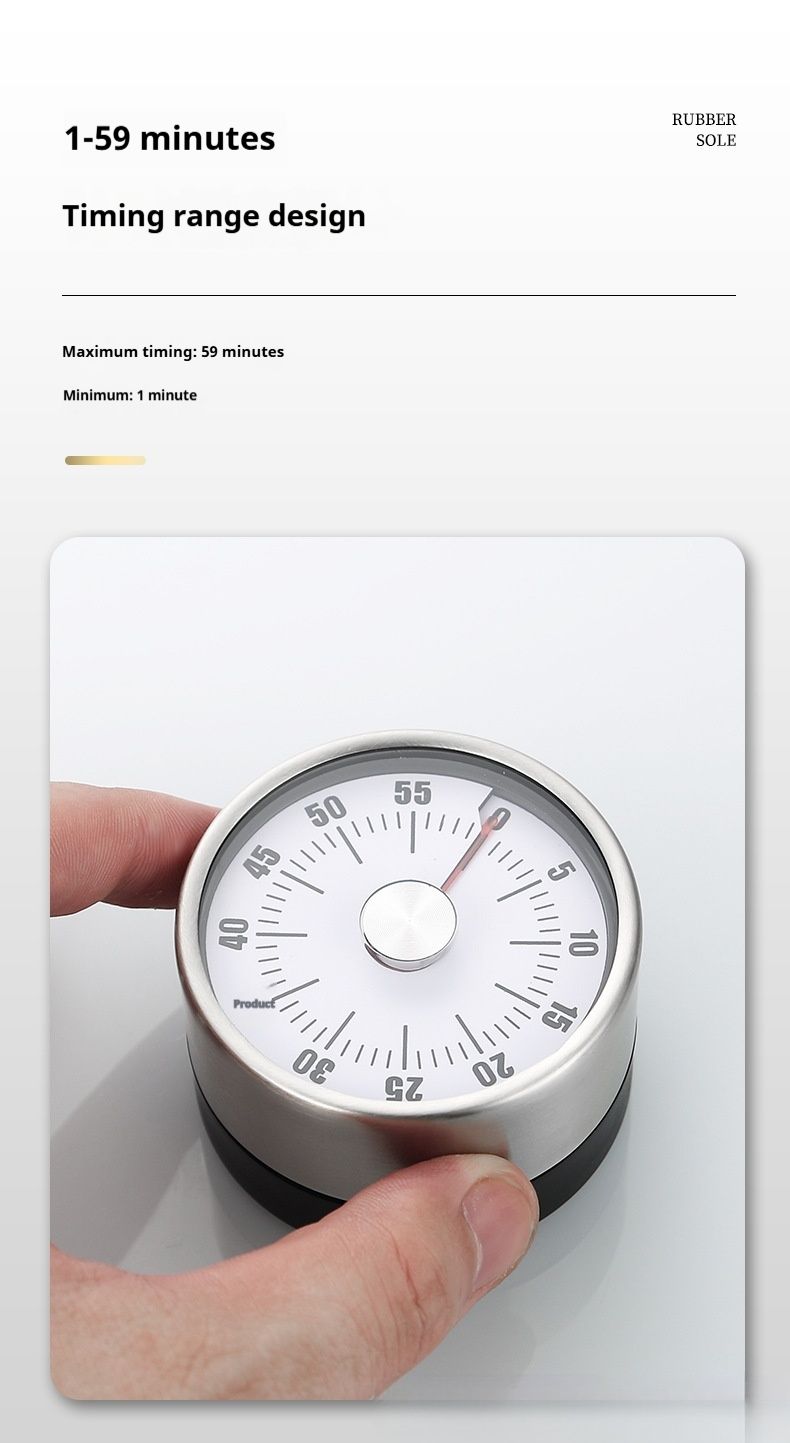 Modern Minimalist Mechanical Timer With Magnetic Base – Silent Visual Countdown For Kitchen, Study & Office (White/Black/Red, No Battery Needed)_voghion.com