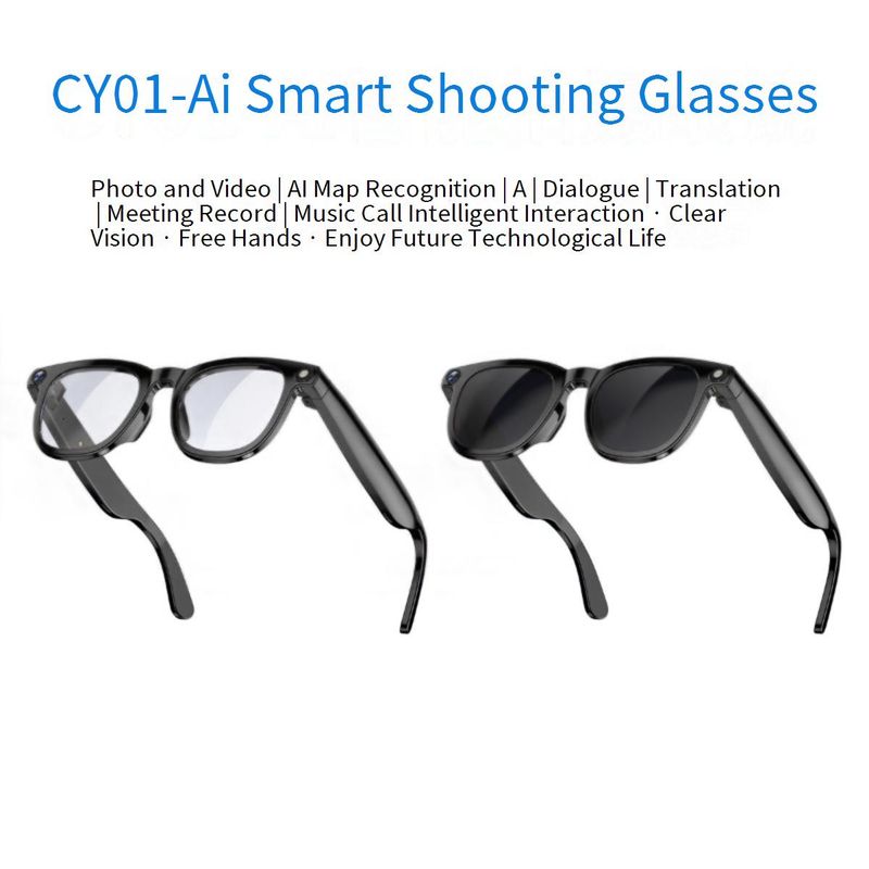 TROZUM CY01 Smart Glasses With AI Translation, 800W Camera, Bluetooth Calls & Music, Sun & Blue Light Protection_voghion.com