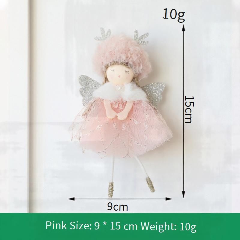 Enchanting Angel Girl Christmas Ornament – Fluffy Tulle Skirt & Antler Wings For Festive Tree Decor (Green/White/Pink)_voghion.com