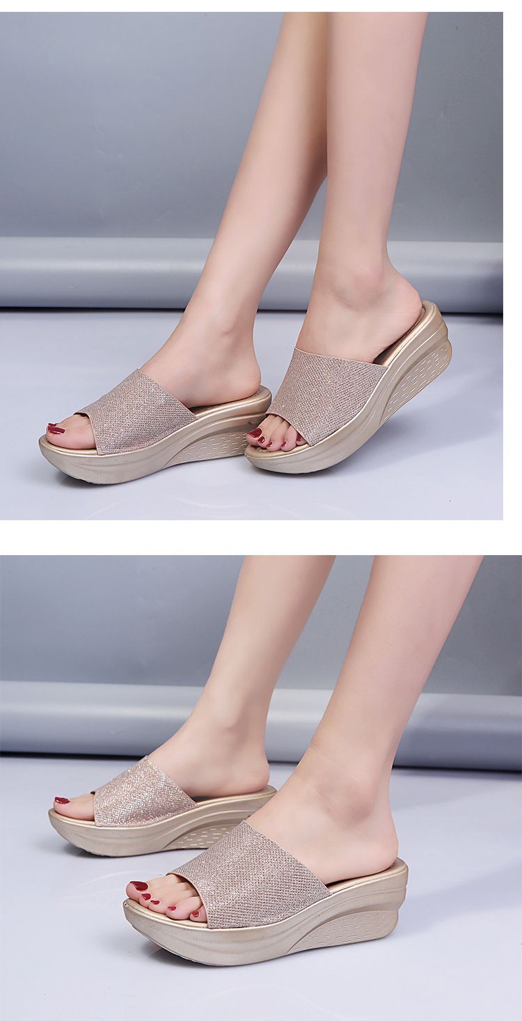 Slippers Women's Sequined Summer New Roman Platform Wedge Slippers Women's Simple Sandals Women's_voghion.com