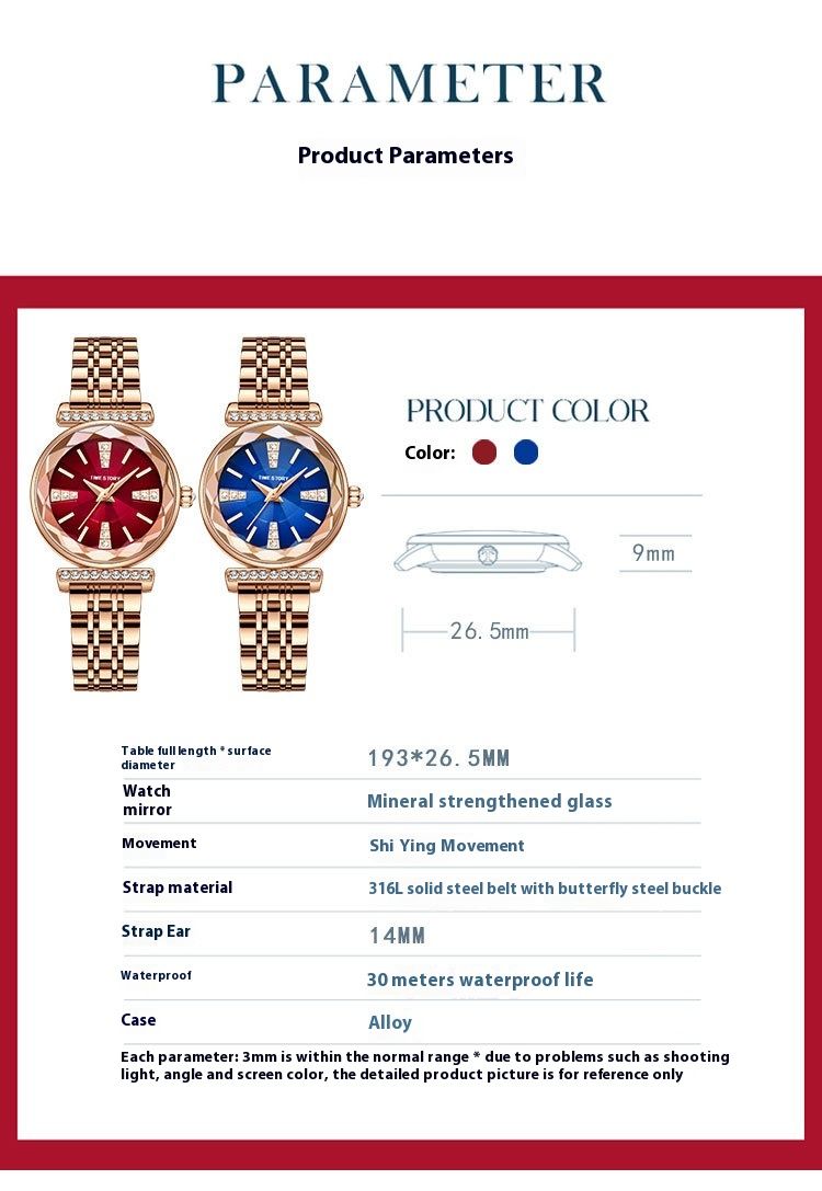 Orologio da donna al quarzo impermeabile con trasmissione in diretta, capelli lisci, cuore del mare, fabbrica di origine_voghion.com