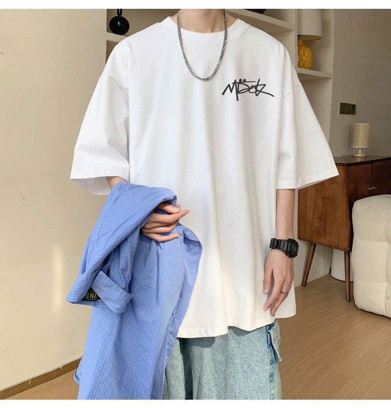 Maglietta a maniche corte da uomo, taglie forti, estiva, casual, ampia, con scollo rotondo e mezza manica, semplice e stampata._voghion.com