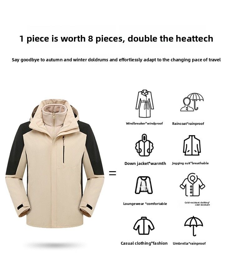 Men's And Women's Cold-Poof Jacket YKK Zippe Thee-in-One Detachable Autumn Winte Thickened Watepoof Wam Down_voghion.com