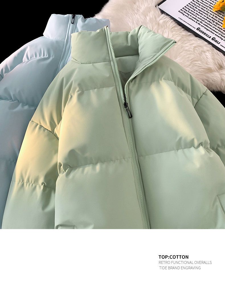 Unisex Winter Puffer Jacket – Oversized Couple’s Coat, Thickened Polyester Fill, Stand Collar Zip-Up (12 Colors)_voghion.com