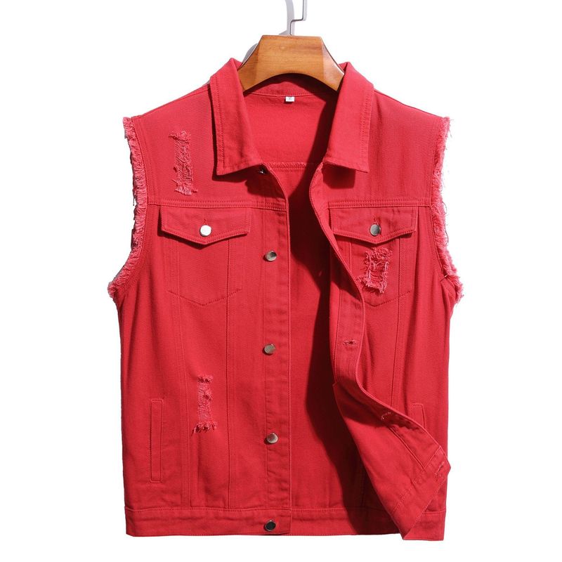 Men's Clothing New Style Trendy Fashion Denim Vest Simple And Versatile Casual Denim Jacket_voghion.com