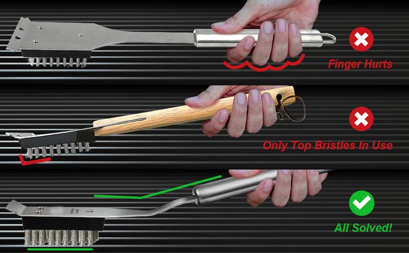 Grillbürste Und Schaber, Draht-BBQ-Grillbürste Für Outdoor-Grill, 16,5-Zoll-Reinigungs-Grillzubehör, Sichere Reinigungsbürste_voghion.com