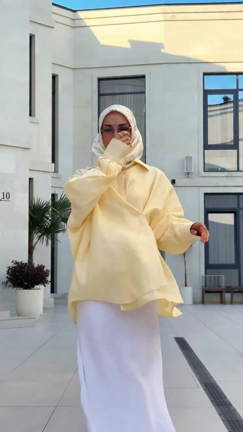 Ensemble deux pièces confortable pour femme arabe, haut ample à manches longues et jupe longue_voghion.com
