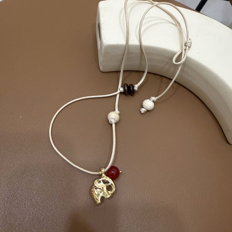 Elephant Pendant Necklace Female Hand-woven Colored Natural Stone Neck Chain Light Luxury Niche New Chinese Beaded Sweater Chain_voghion.com