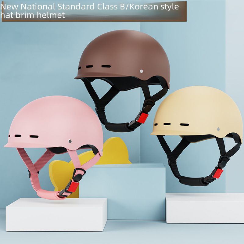 Factory strictly selects new national standard electric car helmet men and women Summer brim riding half helmet Four Seasons universal helmet_voghion.com