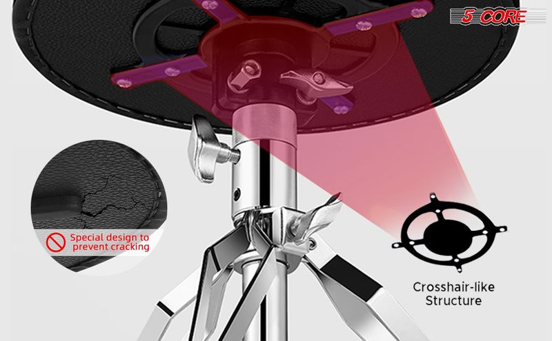 5 CORE Drum Throne Padded Guitar Stool Height Adjustable Heavy Duty Music Chair Seat Universal for Adults & Kids with Anti Slip Rubber Feet - DS CH BL_voghion.com