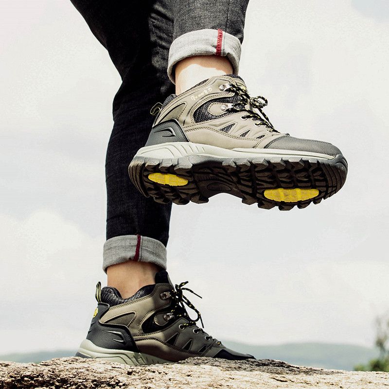 Nuove scarpe da ginnastica alte in pelle per uomo, autunno e inverno, leggere, da trekking, per coppie, taglie grandi, per attività all'aperto_voghion.com