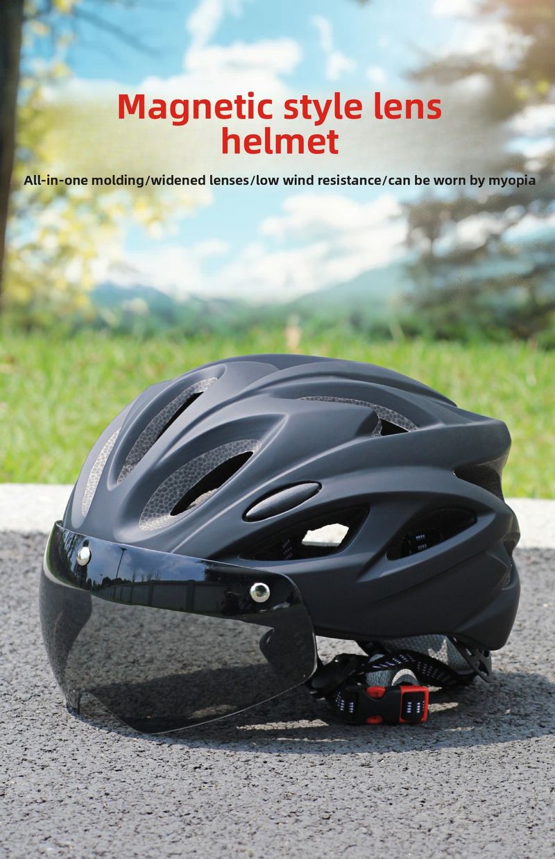 Casco magnetico esclusivo Rider integrato con occhiali da ciclismo, cappello di sicurezza multiforo estivo traspirante ultraleggero_voghion.com