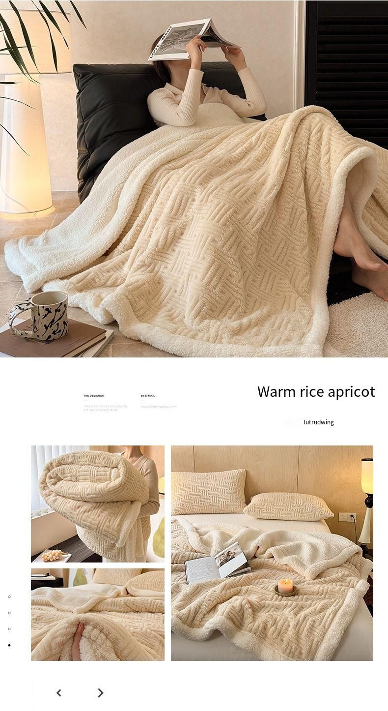 2025 New Jacquard Shu Cotton Wool Lamb Wool Blanket Gift Thickened Blanket_voghion.com