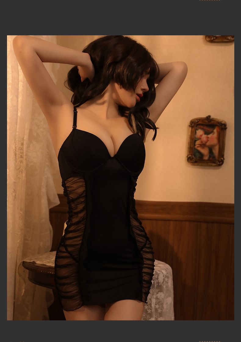 Lingerie sexy da donna, sexy, con prospettiva, in rete, con reggicalze, gonna, supporto in acciaio, tentazione, camicia da notte_voghion.com