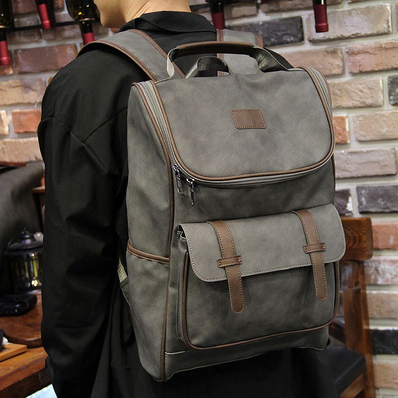 Korean Version Of The Street Fashion Men's Leather Large-capacity Leisure Backpack_voghion.com