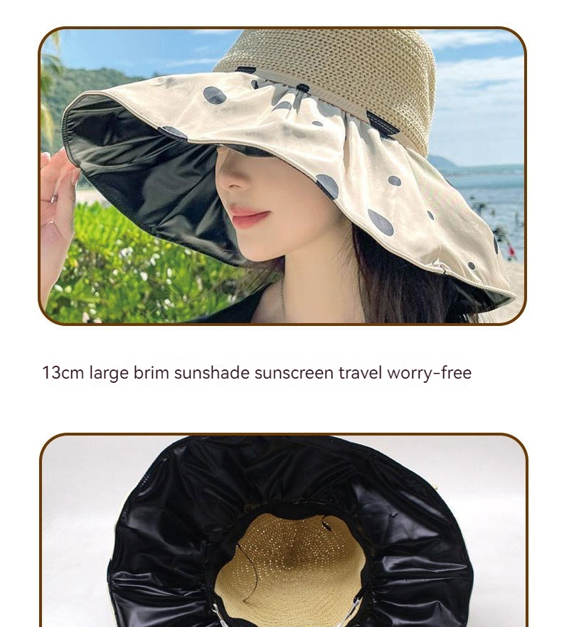 Versione coreana della spiaggia a tesa oversize per il pescatore versatile in gomma nera minimalista da esterno da donna con incavo_voghion.com