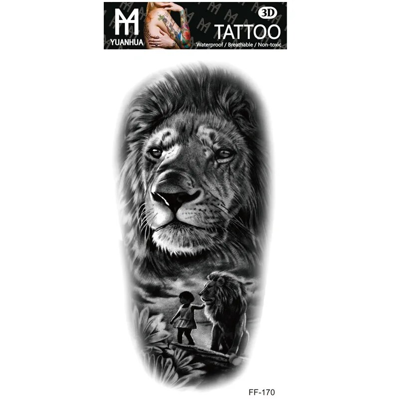 Impermeabile tatuaggio temporaneo finto braccio superiore testa di lupo umano totem testo arabo tatuaggio finto una tantum adesivi maschio femmina ragazzo ragazza_voghion.com