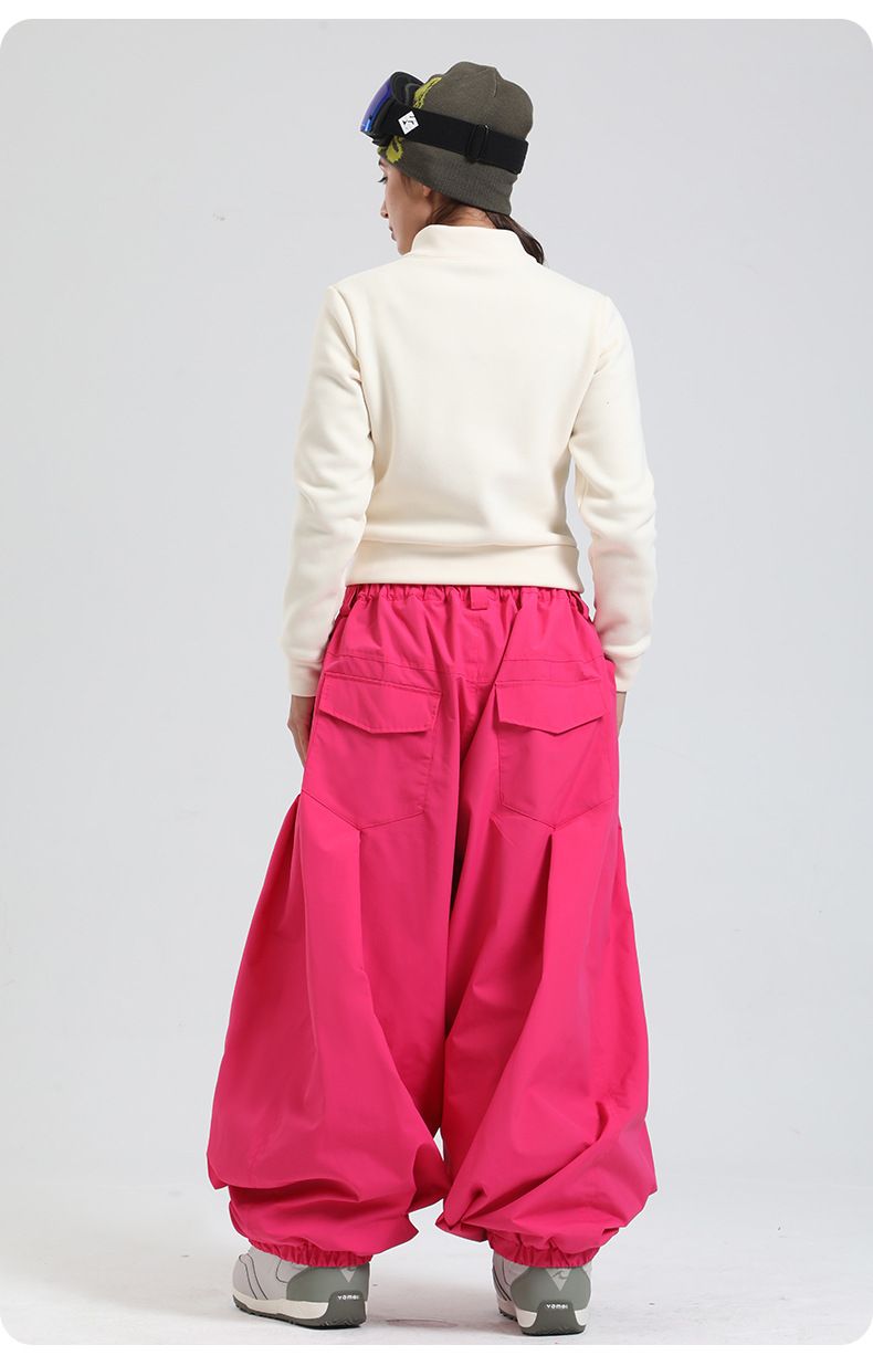 Pantalon de ski unisexe imperméable pour le ski et les sports d'hiver en extérieur - Coupe-vent et respirant avec coupe ajustable (Noir, Beige, Marron, Rose)_voghion.com