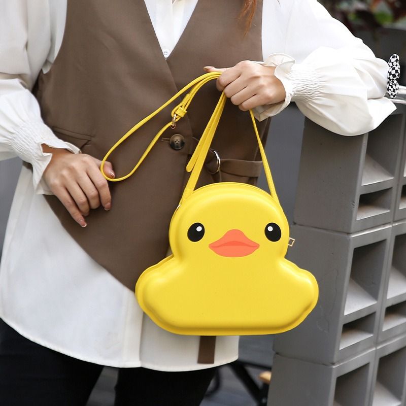 Trendy Yellow Duck Shoulder Crossbody Korean Style Cartoon Cute Versatile Women's Large Capacity Commuter Shaped Shell_voghion.com