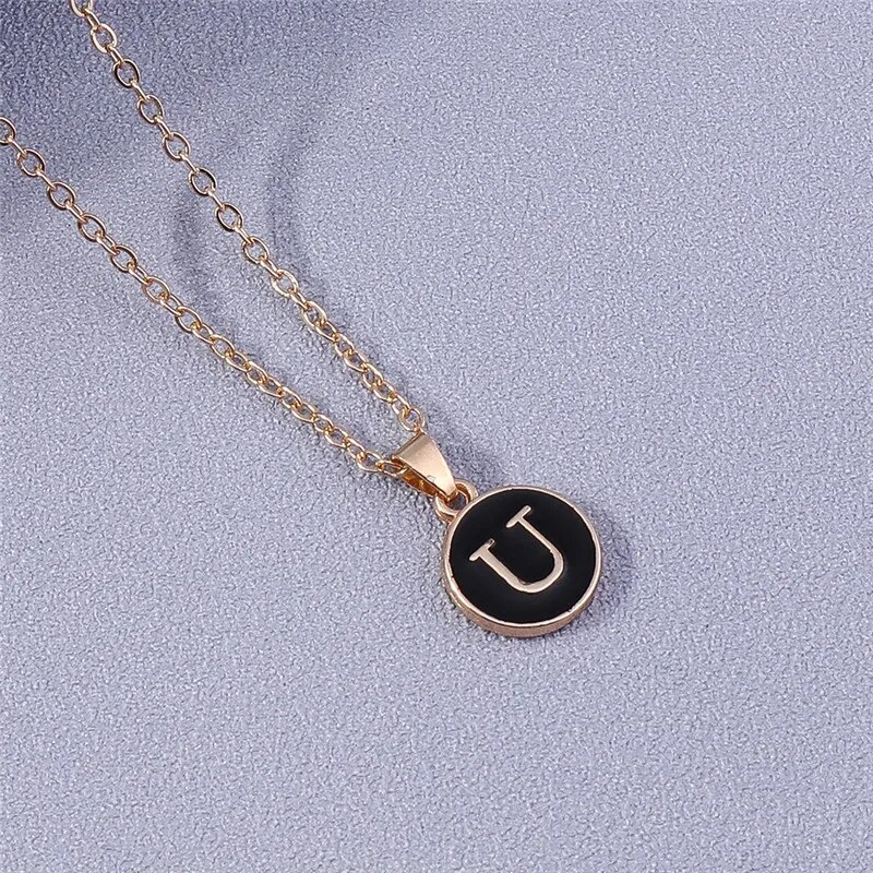Collier avec pendentif en 26 lettres avec initiales de nom pour femme, collier en émail de l'alphabet A à Z, cadeaux d'anniversaire pour filles, accessoires de bijoux_voghion.com