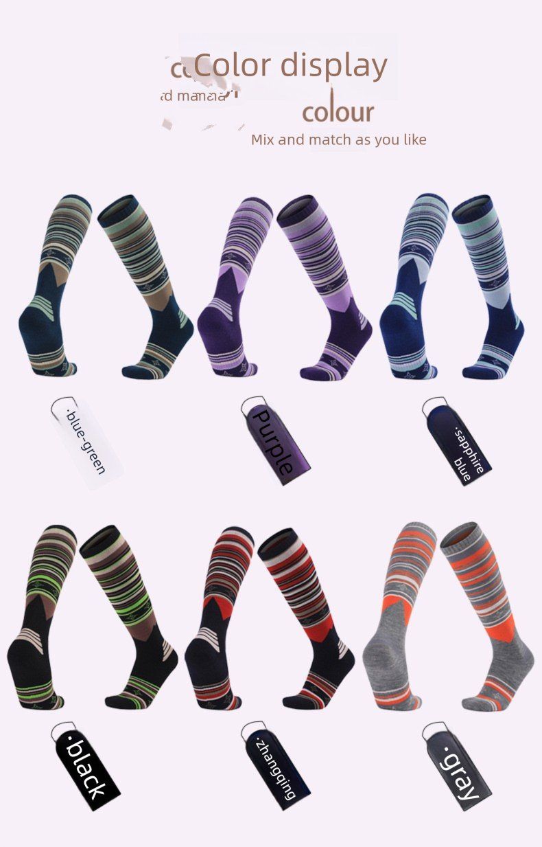 Meias de esqui/caminhada para adultos, acima do joelho, com sola grossa de toalha, ideais para atividades ao ar livre, caminhadas, esqui e atividades ao ar livre, respiráveis e absorventes de suor._voghion.com