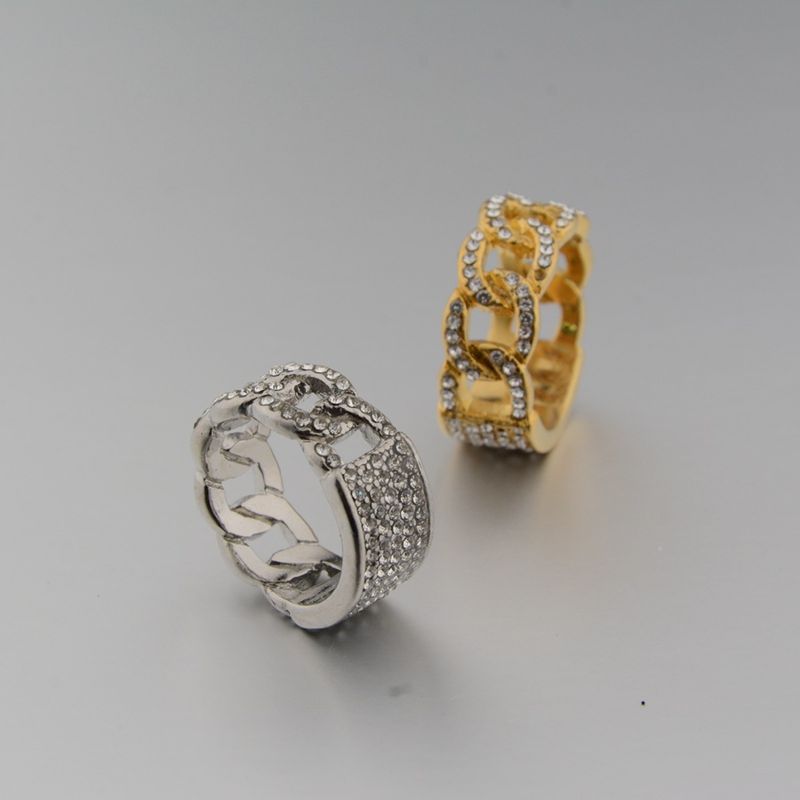 Personalità creativa della moda hip-hop, anello cubano in acciaio al titanio alla moda, con diamanti pieni, fatto a mano, design cavo_voghion.com