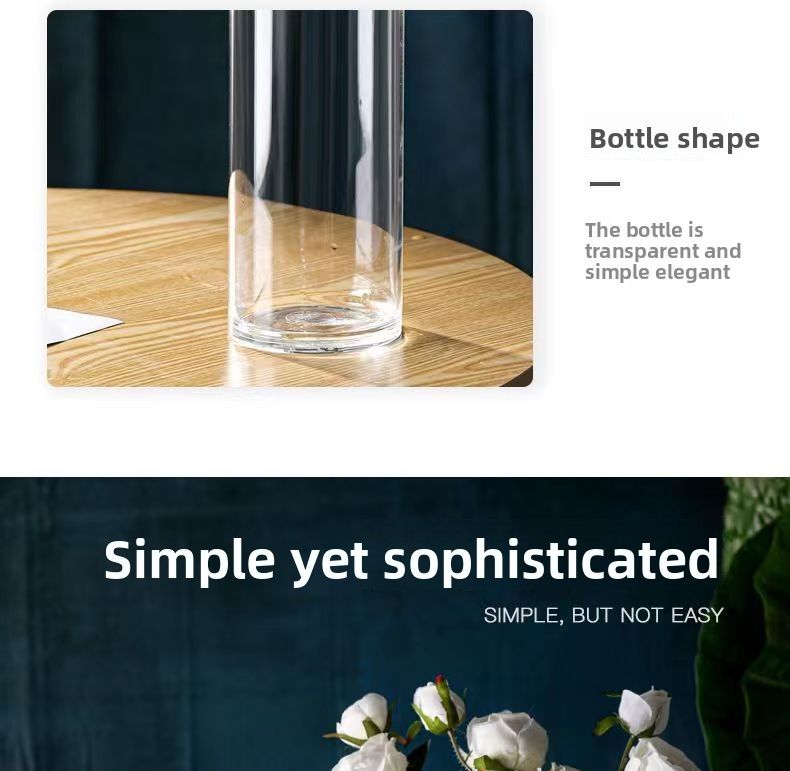 Zefei Internet Celebrity Vaso in vetro trasparente dritto per camera da letto Scrivania Soggiorno Tavolo da pranzo Fiore fresco_voghion.com