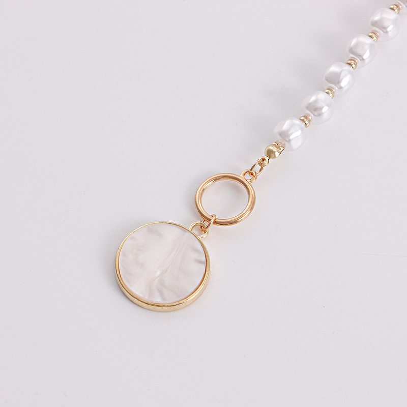 Perlenkette für Frauen, vergoldete Büroklammer-Gliederkette, Halskette mit Knebelverschluss, Halskette mit Caladium-Anhänger für Frauen, Schmuck, Geschenke_voghion.com