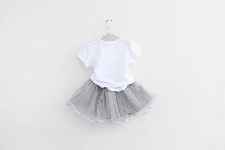 2024 Neues 3D-Blumen-T-Shirt + Gazerock für Mädchen, zweiteiliges Set mit Cartoon-Katze_voghion.com