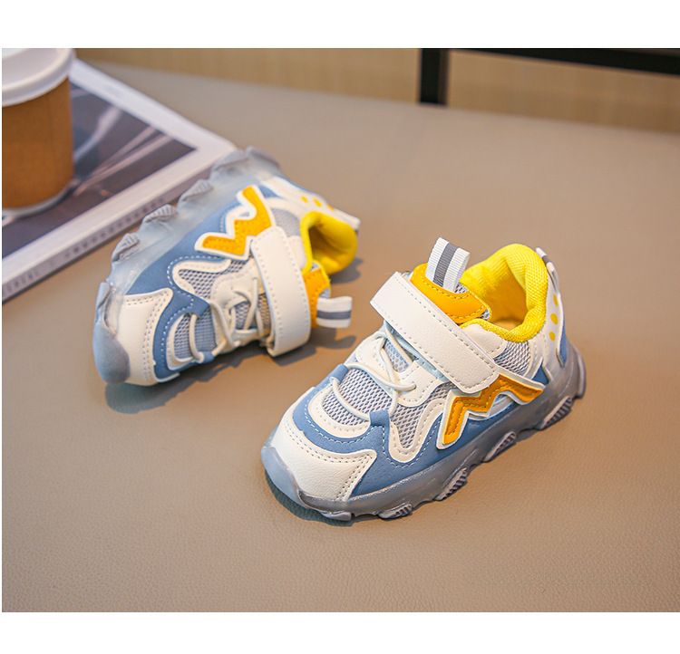 Children's 2023 spring and summer new light-on shoes fashion casual mesh boys and girls soft bottom with light baby sneaker_voghion.com