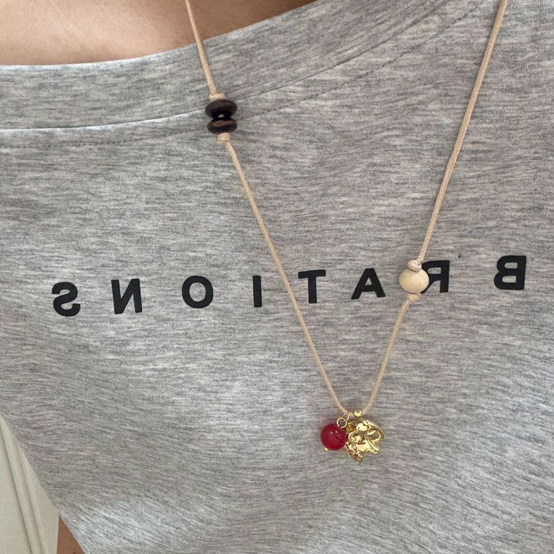 Elephant Pendant Necklace Female Hand-woven Colored Natural Stone Neck Chain Light Luxury Niche New Chinese Beaded Sweater Chain_voghion.com