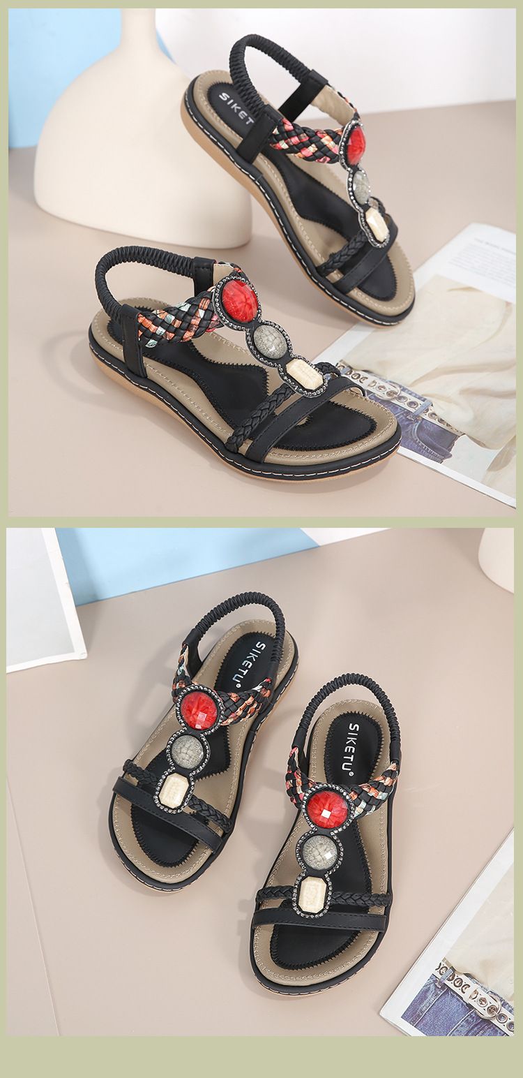 G923-1 Lente en zomer 2024 Nieuwe zachte platte sandalen Dames All-match Fashion Elastische band Lichtgewicht sandalen_voghion.com