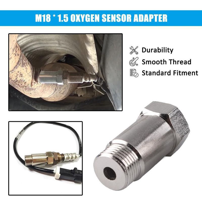 M18 * 1.5 Connettore filtro sensore ossigeno Lunghezza 45mm Vite estensione adattatore argento_voghion.com