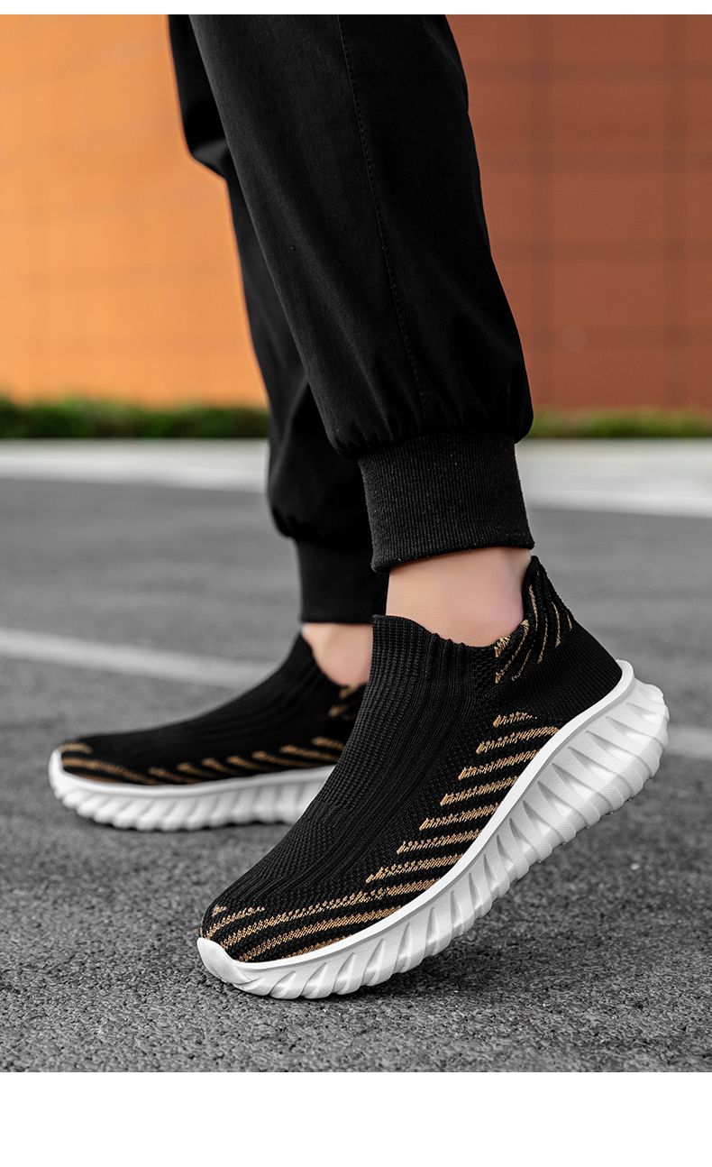 Green Platform Knit Sneakers Men Women Trainers Breathable Socks Men's Running Shoes Comfortable Slip-on Women's Sports Shoes_voghion.com