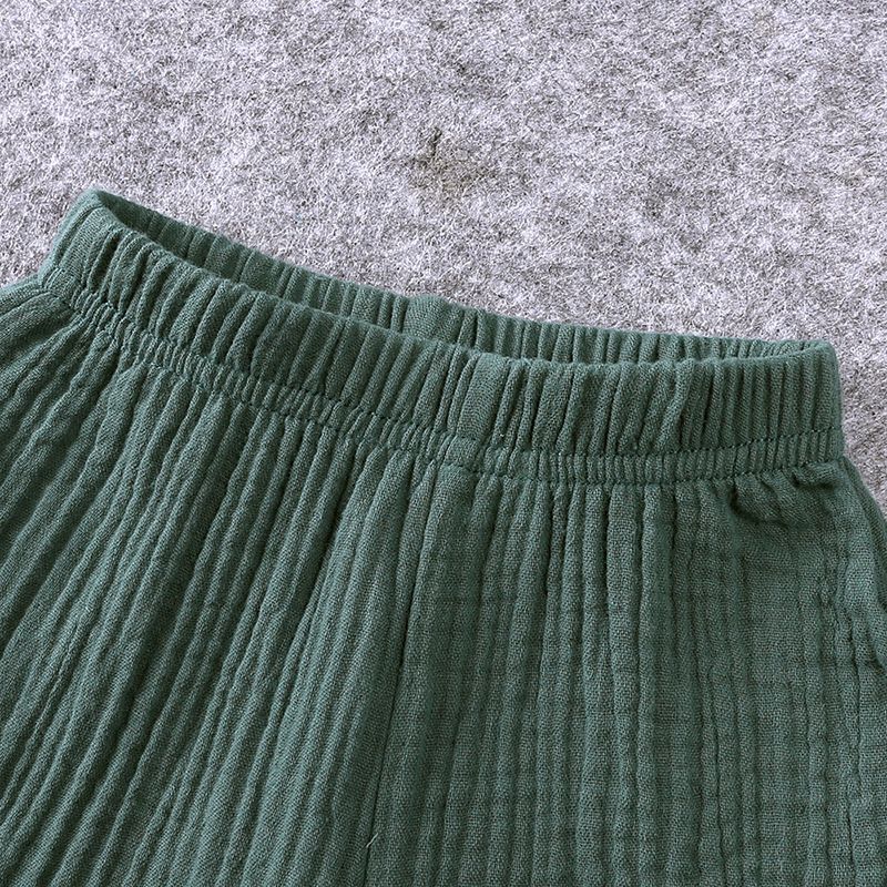Abbigliamento per bambini Ragazzi e ragazze Abiti estivi a maniche corte per bambini Maglietta a maniche corte con bottoni in cotone e lino Pantaloncini Abito sottile in due pezzi_voghion.com