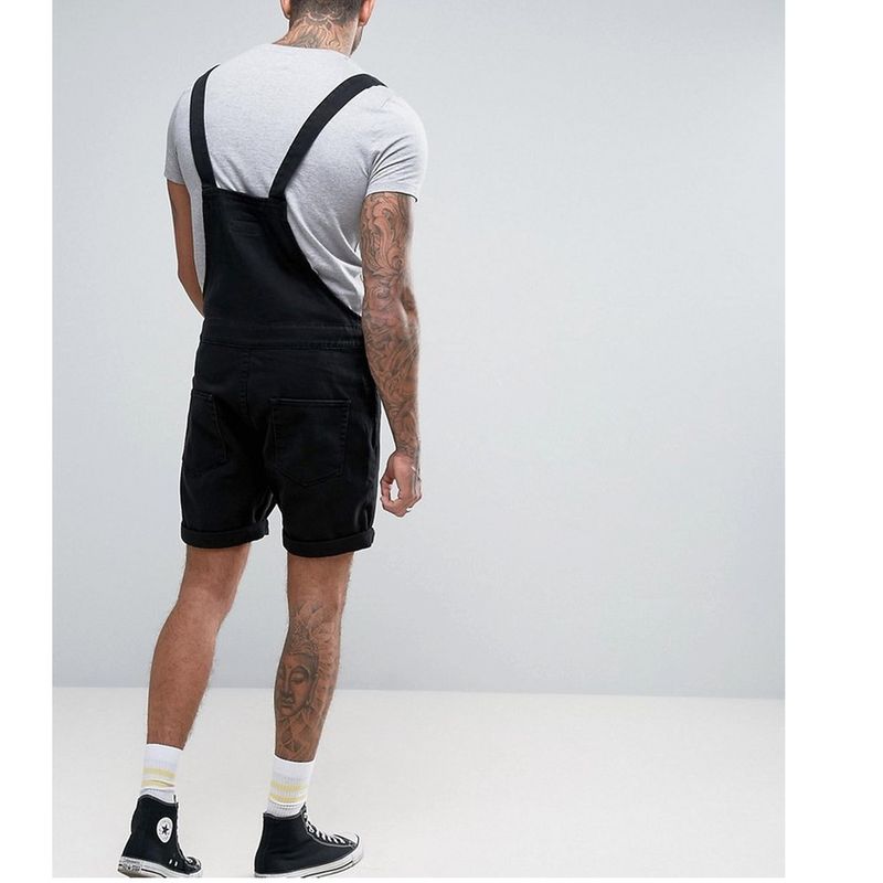 Roupas masculinas jeans branco preto aro shorts macacão macacão_voghion.com