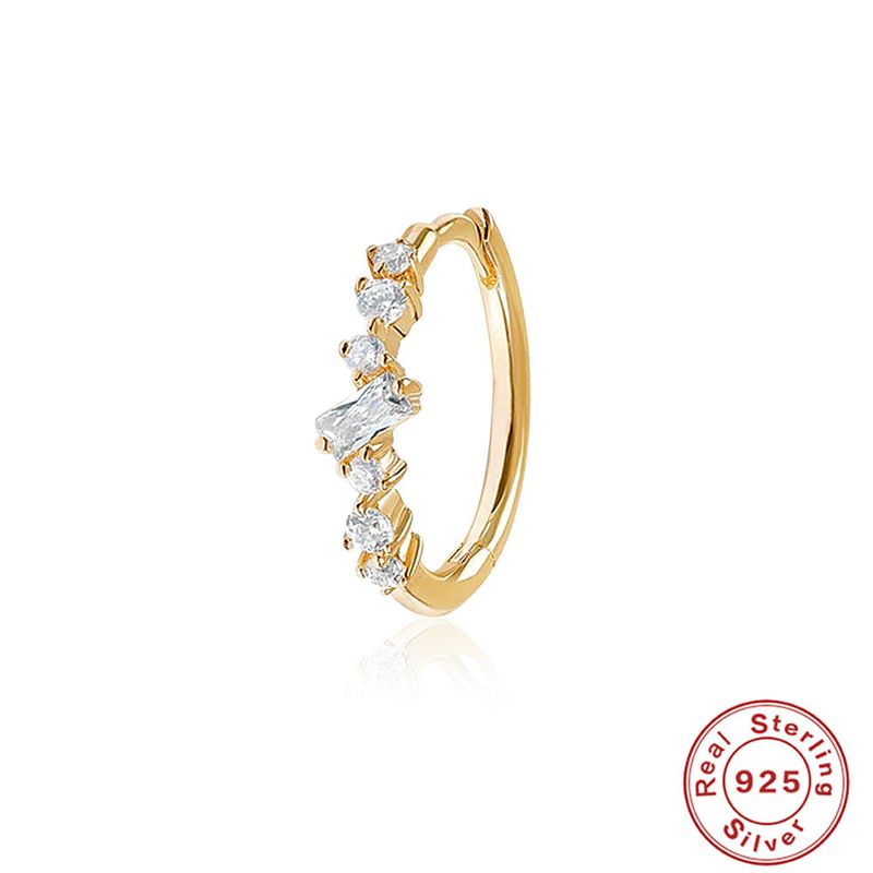 Orecchini a cerchio con diamanti super lucidi, versatili e classici in argento puro, alla moda e di personalità, INS_voghion.com