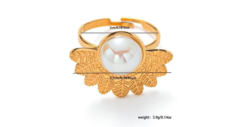 Dreiteiliges Set aus Edelstahlschmuck im Barockstil, Perlen, Blättern aus Titanstahl, Halsketten, Ringen und Ohrringen_voghion.com