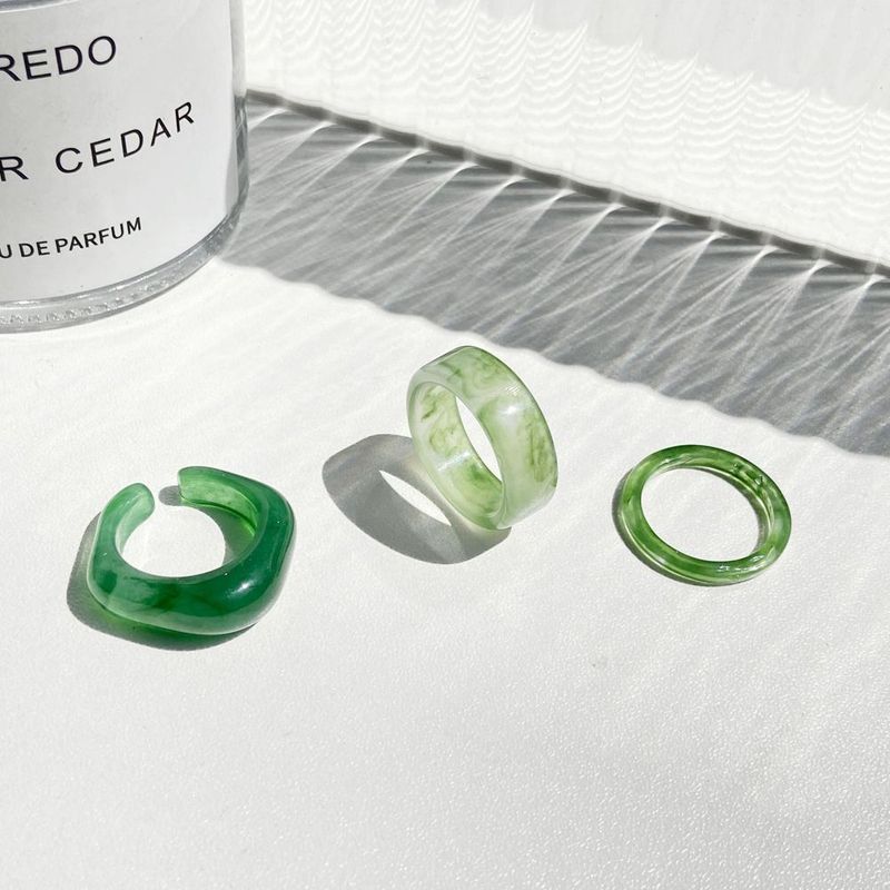 2025 Nuovi arrivi 3 pezzi/set creativo quadrato trasparente geometrico rotondo acrilico stile coreano moda gioielli donne anello aperto_voghion.com