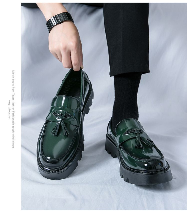 Men's Classic Brogue Loafers - Slip-On Business Casual Shoes With Thick Sole For Summer, Round Toe, PU Leather Upper, Rubber Sole, Low-Cut Comfortable_voghion.com