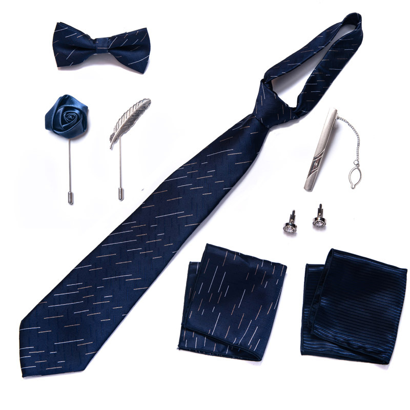 Gravata masculina lenço quadrado conjunto de caixa de presente de 8 peças namorado gravata presente transfronteiriça venda quente_voghion.com
