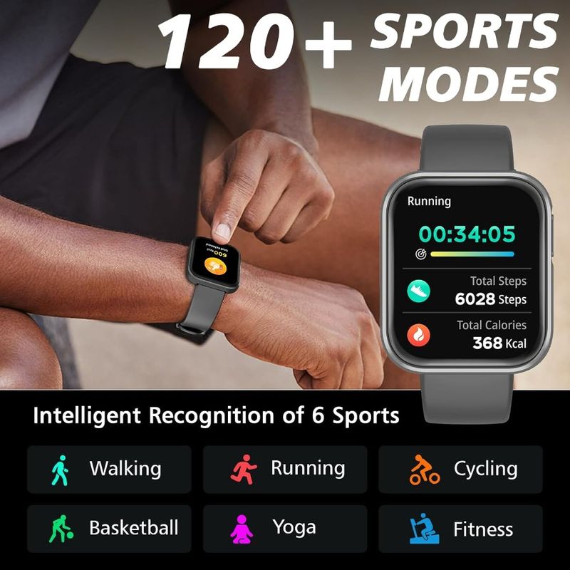 Smart Watch Beantworten von Anrufen für Männer und Frauen 1,96 Fitness-Tracker Uhr Herzfrequenz Schrittzähler Schlaf-Tracker Blutsauerstoff 120+_voghion.com