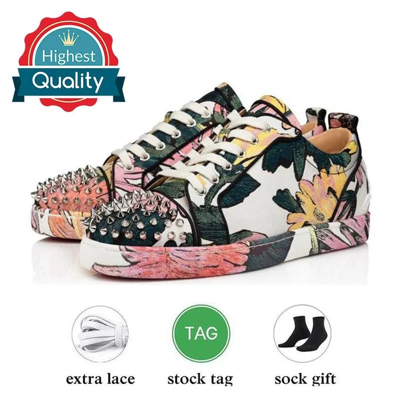 Neu Elektrische Rot Sohle Schwarz Bestickt Low Top Willow Nail Herren Flache Unterseite Casual Vielseitig, Halbmond_voghion.com