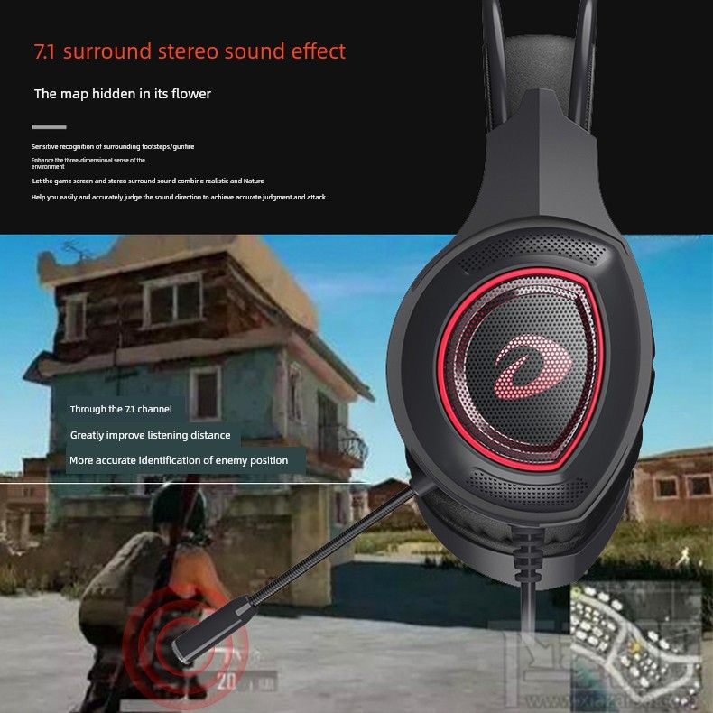 Cuffie Dearyou Lh712 per giochi cablate, e-sport, 7.1 canali, per computer desktop e notebook, USB_voghion.com