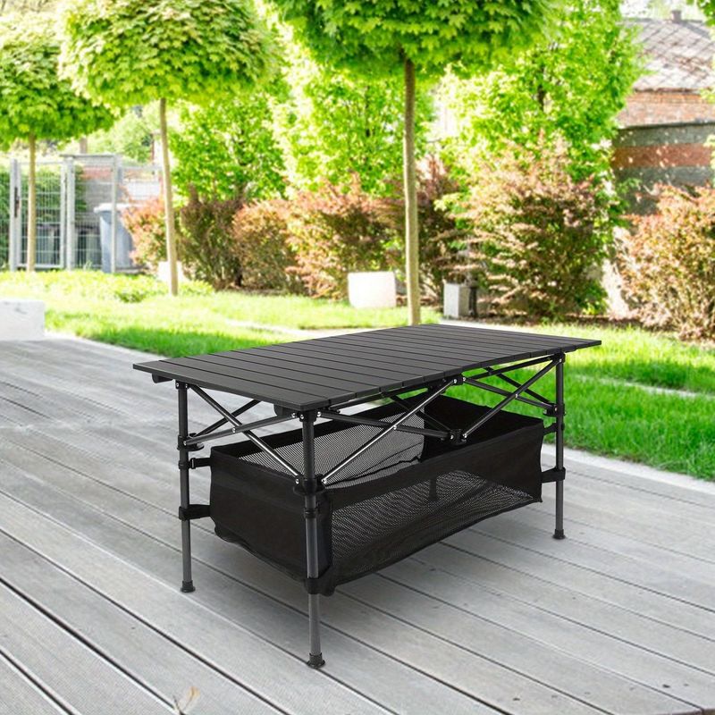 Adjustable - Height Folding Table With Storage Bag. Durable Metal Tripod Base. Ideal For Beach, Picnic, BBQ & Patio. Lightweight, Compact For Indoor/Outdoor Use_voghion.com