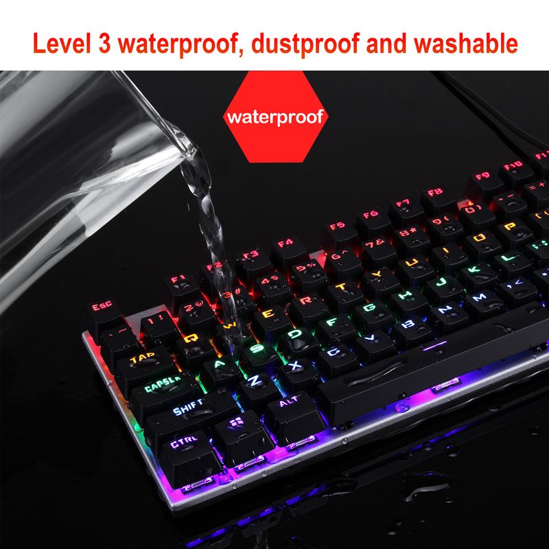 Arabic Language Mechanical 104 Keys Blue Switch 20+ Lighting Colorful Keyboard_voghion.com