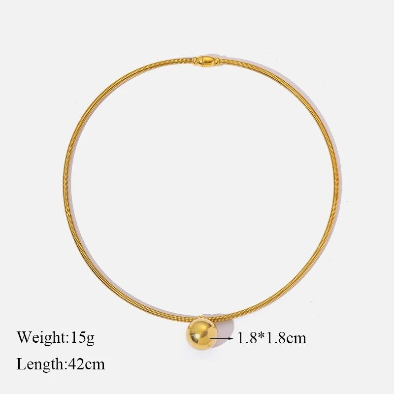 Eilieck 316l Stainless Steel Gold Color Hollow Ball Beaded Pendant Necklace for Women Non-fading Necklace Jewelry Girls Gifts Party_voghion.com