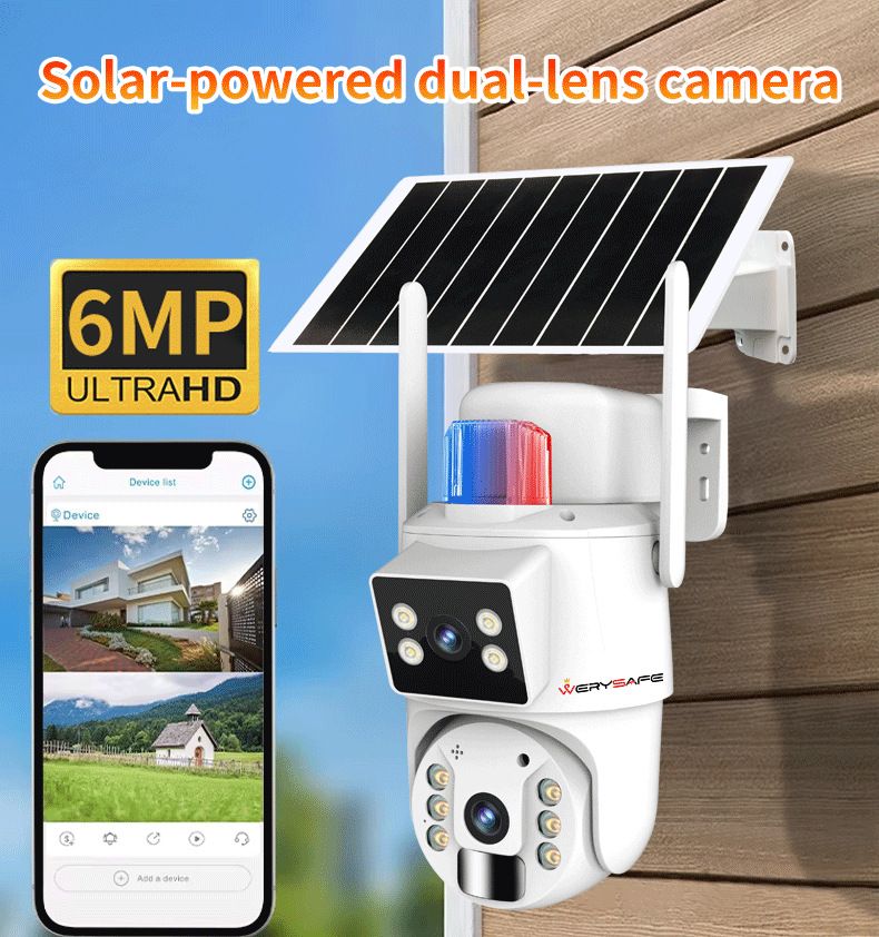 Cámara de seguridad solar: 8 MP, doble lente, a todo color, para exteriores, con intercomunicador de voz inteligente y visión nocturna ultra HD._voghion.com