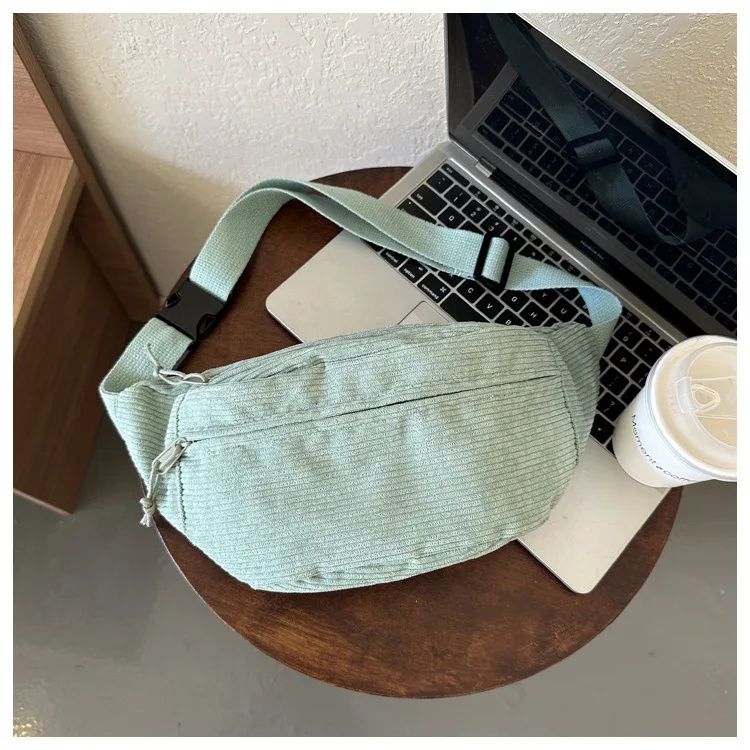 Borsa a tracolla da donna in velluto a coste, in tela, per studenti, 2025, marsupio, alla moda, con cintura a banana per telefono femminile_voghion.com