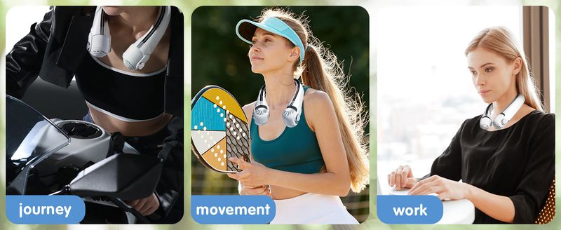 Bladeless Neck Fan Rechargeable,Portable Neck Mounted Fan With Tilt Rotor Structure,3 Gears Adjustable Suitable For Outdoor Use_voghion.com